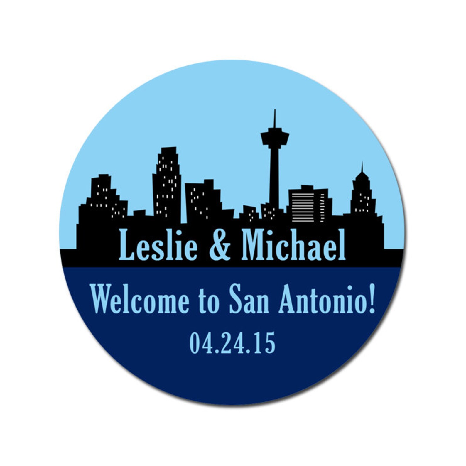 San Antonio Skyline Personalized Wedding Favor Stickers Etsy