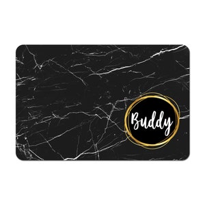 Personalized Pet Food Placemat, Pet Food Mat, Pet Bowl Mat, Dog Placemat, Cat Placemat - Black Marble