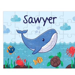 Personalized Whale Puzzle, Whale Jigsaw Puzzle, Whale Puzzle for Kids, Name Puzzle - 8 x 10 puzzle, 30 pieces