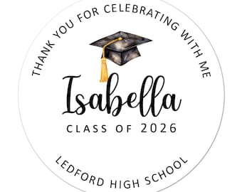 Graduation Party Favor Labels, Graduation Party Favor Stickers, Custom Graduation Party Favor Labels, Class of 2026