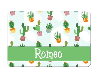 Personalized Pet Bowl Mat, Pet Food Mat, Pet Bowl Mat, Pet Food Placemat, Dog Placemat, Cat Placemat - Cactus
