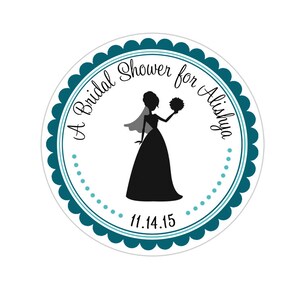 Bride Silhouette Personalized Bridal Shower Stickers, Thank You Wedding Stickers, Personalized Wedding Labels