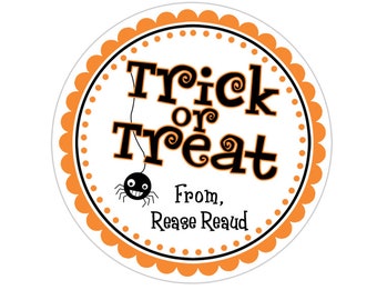 Personalized Halloween Stickers, Halloween Trick or Treat Stickers, Halloween Labels, Customized Halloween Favor Stickers