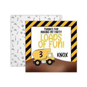 Personalized Construction Dump Truck Favor Tags, Dump Truck Tags, Dump Truck Birthday Favor Tags, Thank You Favor Tags, Hang Tags