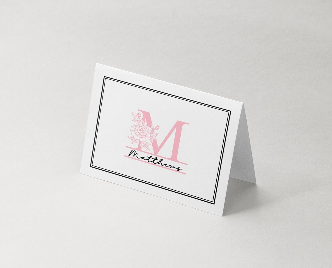 Personalized Monogram Stationery Set for Women, Elegant Rose Monogram ...