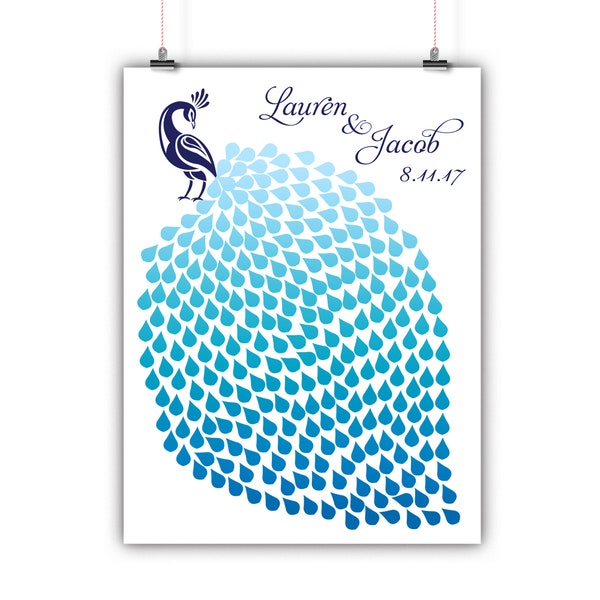 Personalized Wedding Peacock Guest Book Alternative, Wedding Tree Guest Book Alternative Print, Framed or Canvas, 100 Signatures