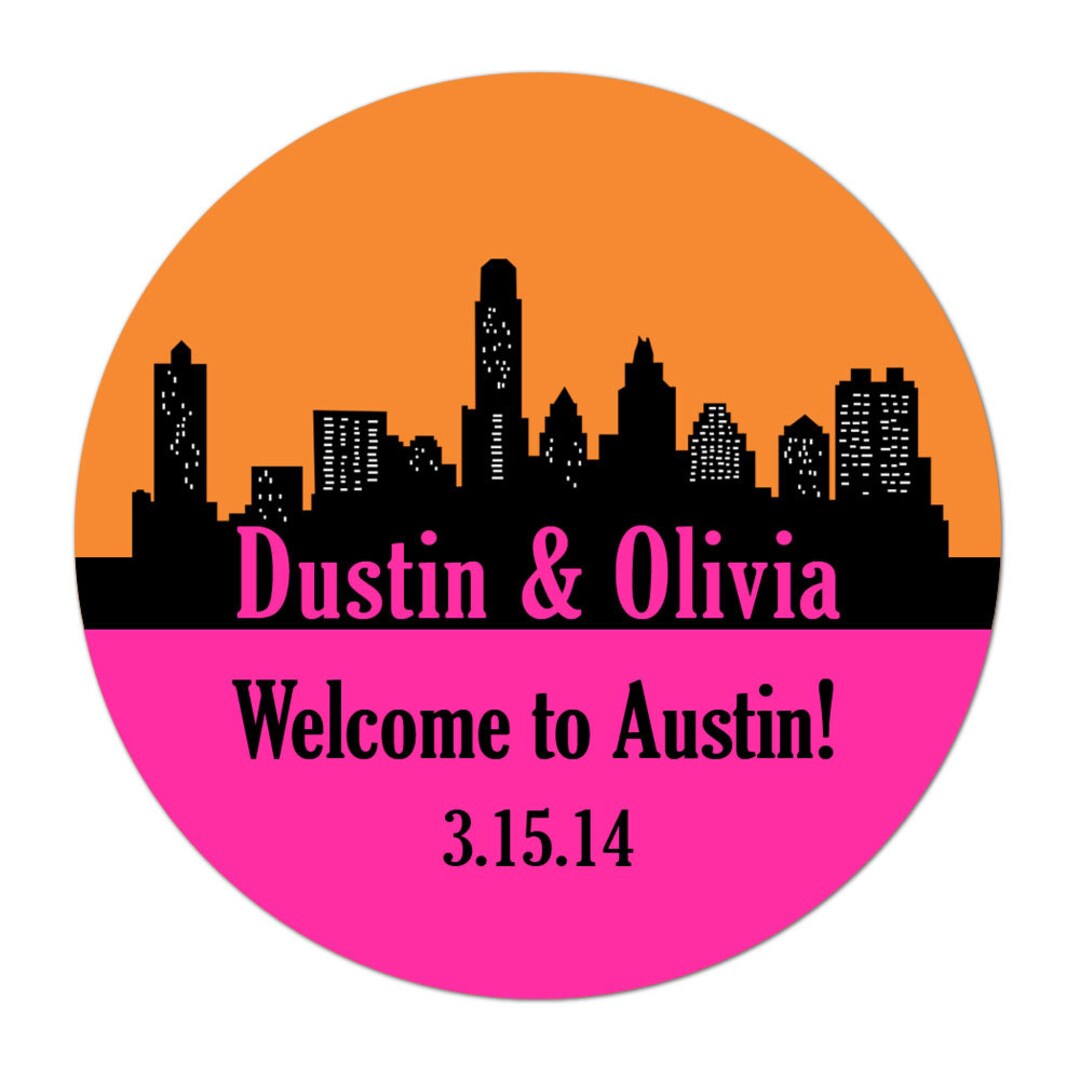 Austin Label Austin Texas Skyline Personalized Wedding Favor Stickers, Thank You ...