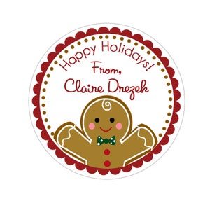 Personalized Christmas Stickers, Gingerbread Man Too Christmas Gift Stickers, Holiday Labels, Customized Christmas Favor Stickers
