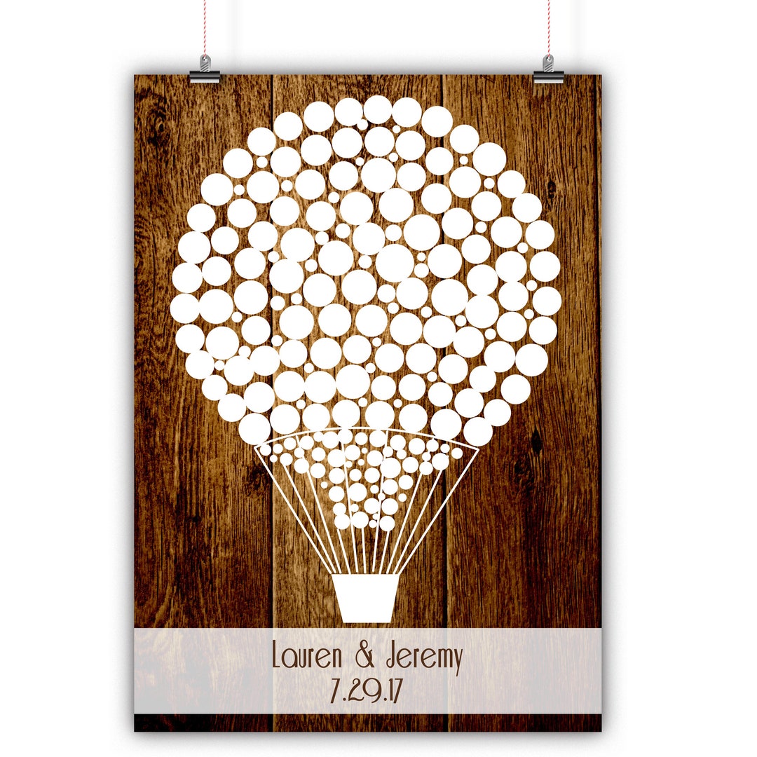 Personalized Wedding Guest Book Alternative, Hot Air Balloon Guest Book