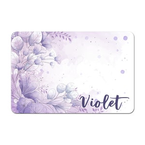 Personalized Pet Food Placemat, Pet Food Mat, Pet Bowl Mat, Dog Placemat, Cat Placemat - Purple Floral