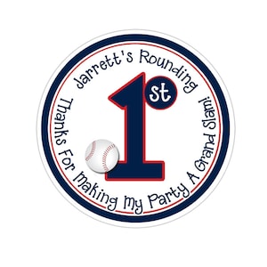 Baseball Birthday Age Stickers, Baseball Party, Baseball Party Stickers, Personalized Customized Birthday Party Favor Thank You Stickers