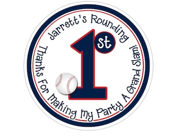 Baseball Birthday Age Stickers, Baseball Party, Baseball Party Stickers, Personalized Customized Birthday Party Favor Thank You Stickers