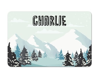 Personalized Pet Bowl Mat, Pet Bowl Mats, Pet Food Mat, Pet Mat, Pet Placemat, Dog Placemat, Cat Placemat - Mountains