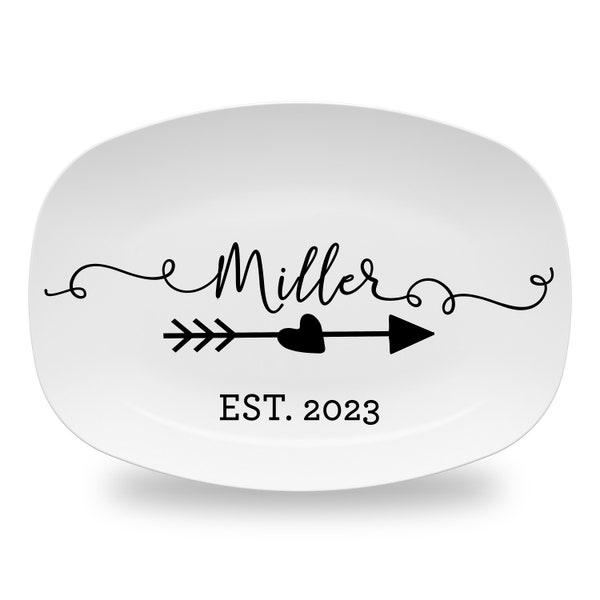 Personalized Script Platter, Serving Platter, Wedding Gift, Farmhouse Serving Tray, Wedding Platter - Script Family Name