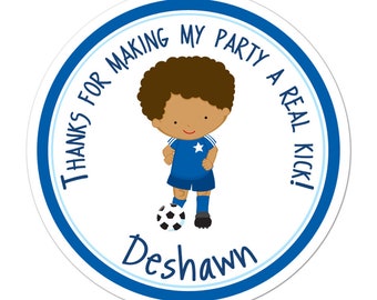 Soccer Stickers, Soccer Birthday Party, Soccer Party Stickers, Personalized Birthday Party Favor Thank You Stickers - Soccer Player Too