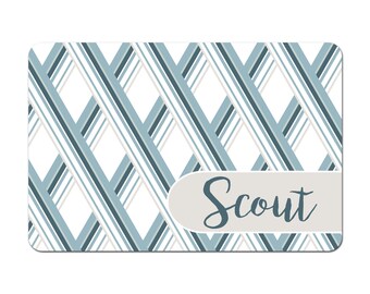 Personalized Pet Bowl Mat, Pet Food Mat, Pet Bowl Mat, Pet Food Placemat, Dog Placemat, Cat Placemat - Coastal - You Choose Colors