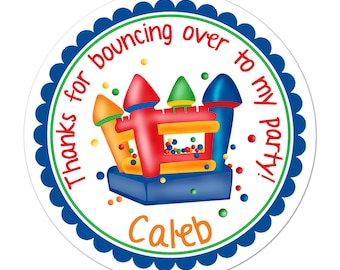 Bounce House Stickers, Bounce House Birthday Party, Bounce Party Stickers, Personalized Customized Birthday Party Favor Thank You Stickers