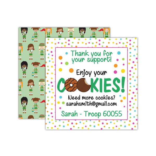 Personalized Scout Cookie Tags, Girl Scout Tags, Booth Sales Tags, Cookie Thank You Cards, Thank You For Your Support