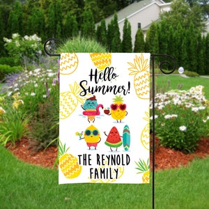 Personalized Summer Garden Flag, Watermelon Pineapple Garden Flag, Custom Yard Flag, Welcome Flags, House Flag, Garden Decor, Yard Decor