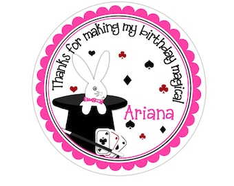 Magic Stickers, Magic Birthday Party, Magician Party Stickers, Personalized Customized Birthday Party Favor Thank You Stickers