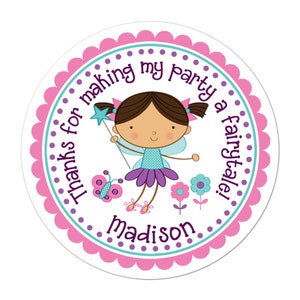 Garden Fairy Stickers, Fairy Birthday Party, Fairy Party Stickers, Personalized Customized Birthday Party Favor Thank You Stickers