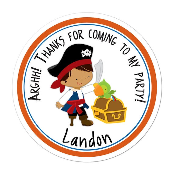 Pirate Stickers, Pirate Birthday Party, Pirate Party Stickers, Personalized  Customized Birthday Party Favor Thank You Stickers