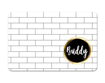 Personalized Pet Food Placemat, Pet Food Mat, Pet Bowl Mat, Dog Placemat, Cat Placemat - Farmhouse Subway Tile