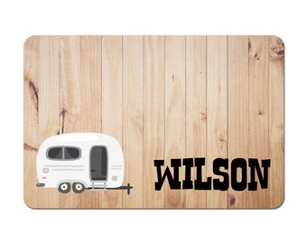 Personalized Pet Bowl Mat, Pet Food Mat, Pet Bowl Mat, Camping Pet Food Placemat, Dog Placemat, Cat Placemat - Travel Camper