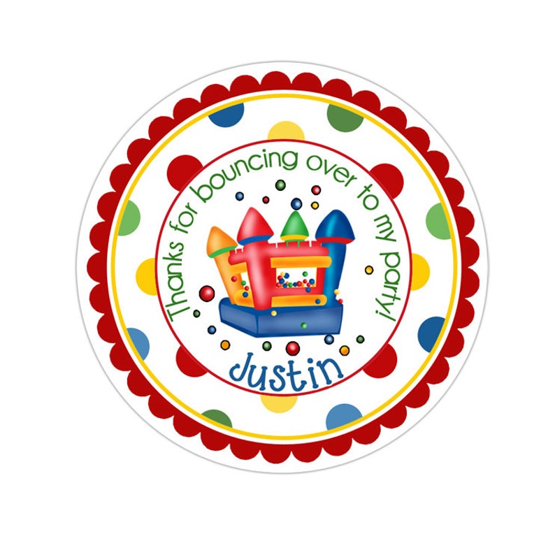 Bounce Sticker Personalized Bounce House Polka Dot Stickers, Bounce Party Birthday ...