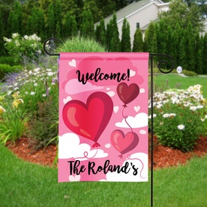 Personalized Valentines Day Garden Flag, February Garden Flag, Holiday Yard Flag, Welcome Flags, Garden Decor, Yard Decor - Valentine Love