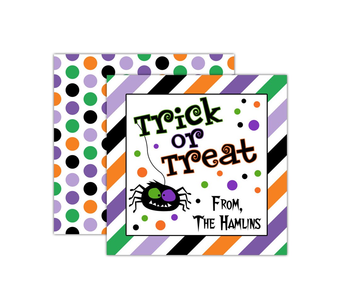 Personalized Halloween Trick or Treat Tags Halloween Favor Etsy