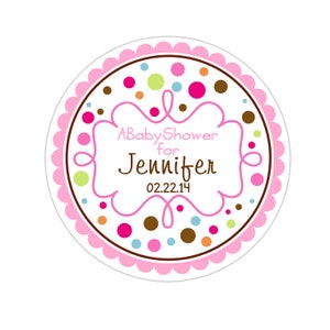 Baby Shower Stickers, Whimsical Polka Dot Stickers, Personalized Baby Shower Thank You Stickers, Baby Shower Party Favor Labels