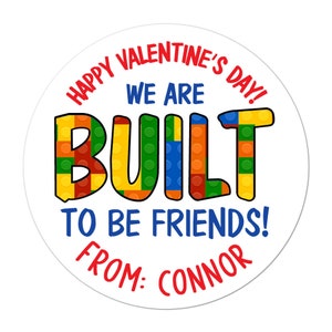 Valentines Day Stickers, Personalized Building Blocks Valentines Stickers, Valentine Labels,  Valentines Day Favor Stickers