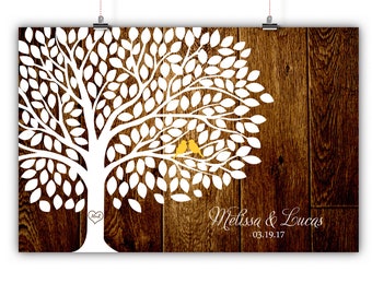 Personalized Wedding Tree Guest Book Alternative, Wedding Tree Guest Book Alternative Print, Framed or Canvas, 200 Signatures