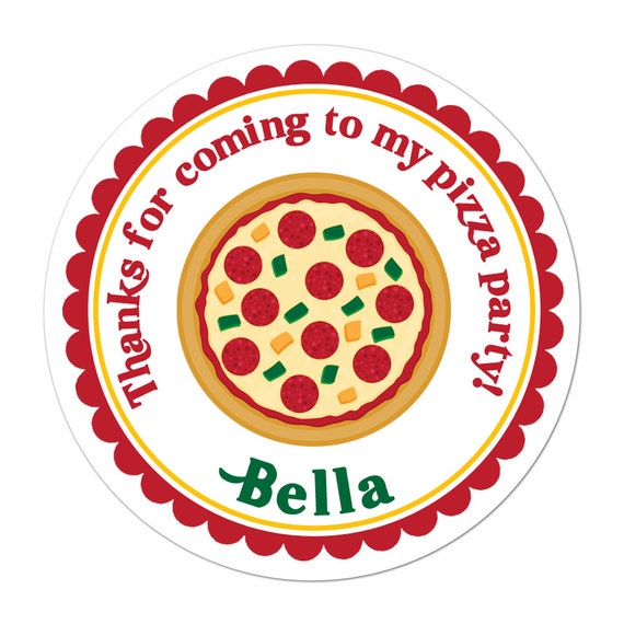 Pizza Party Stickers, Pizza Birthday Party, Italian Party Stickers, Personalized Customized Birthday Party Favor Thank You Stickers