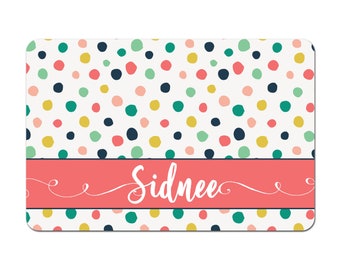 Personalized Pet Bowl Mat, Dog Lover Gift, Pet Bowl Placemat, Pet Food Mat, Dog Placemat, Cat Pet Bowl Mat - Abstract Dots