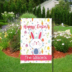 Personalized Easter Garden Flag, Happy Easter Flag, Holiday Yard Flag, Welcome Flags, Garden Decor, Yard Decor - Cute Easter Bunny
