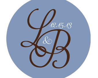 Personalized Wedding Favor Stickers, Thank You Wedding Stickers, Personalized Wedding Favor Labels, Thank You Stickers - Initials Monogram