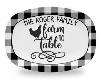 Personalized Farmhouse Platter, Serving Platter, Dinnerware, Farmhouse Serving Tray - Farm To Table Chicken