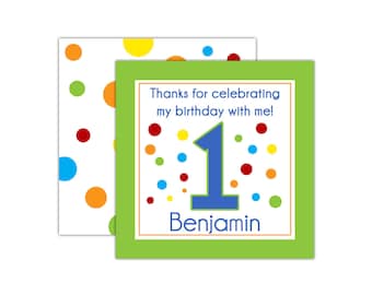 Personalized Birthday Favor Tags, Birthday Age Number Favor Tags, Birthday Thank You Tags - Polka Dot Birthday Age Number