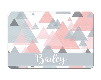 Personalized Pet Food Placemat, Pet Food Mat, Pet Bowl Mat, Dog Placemat, Cat Placemat - Abstract Triangles