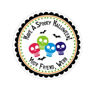 Personalized Halloween Stickers, Halloween Skulls Stickers, Halloween Labels, Customized Halloween Favor Stickers