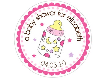 Baby Shower Stickers, Baby Bottle Stickers, Personalized Baby Shower Thank You Stickers, Baby Shower Party Favor Labels