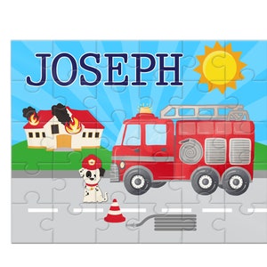 Personalized Fire Truck Puzzle, Fire Truck Jigsaw Puzzle, Fire Truck Puzzle for Kids, Name Puzzle - 8 x 10 puzzle, 30 pieces
