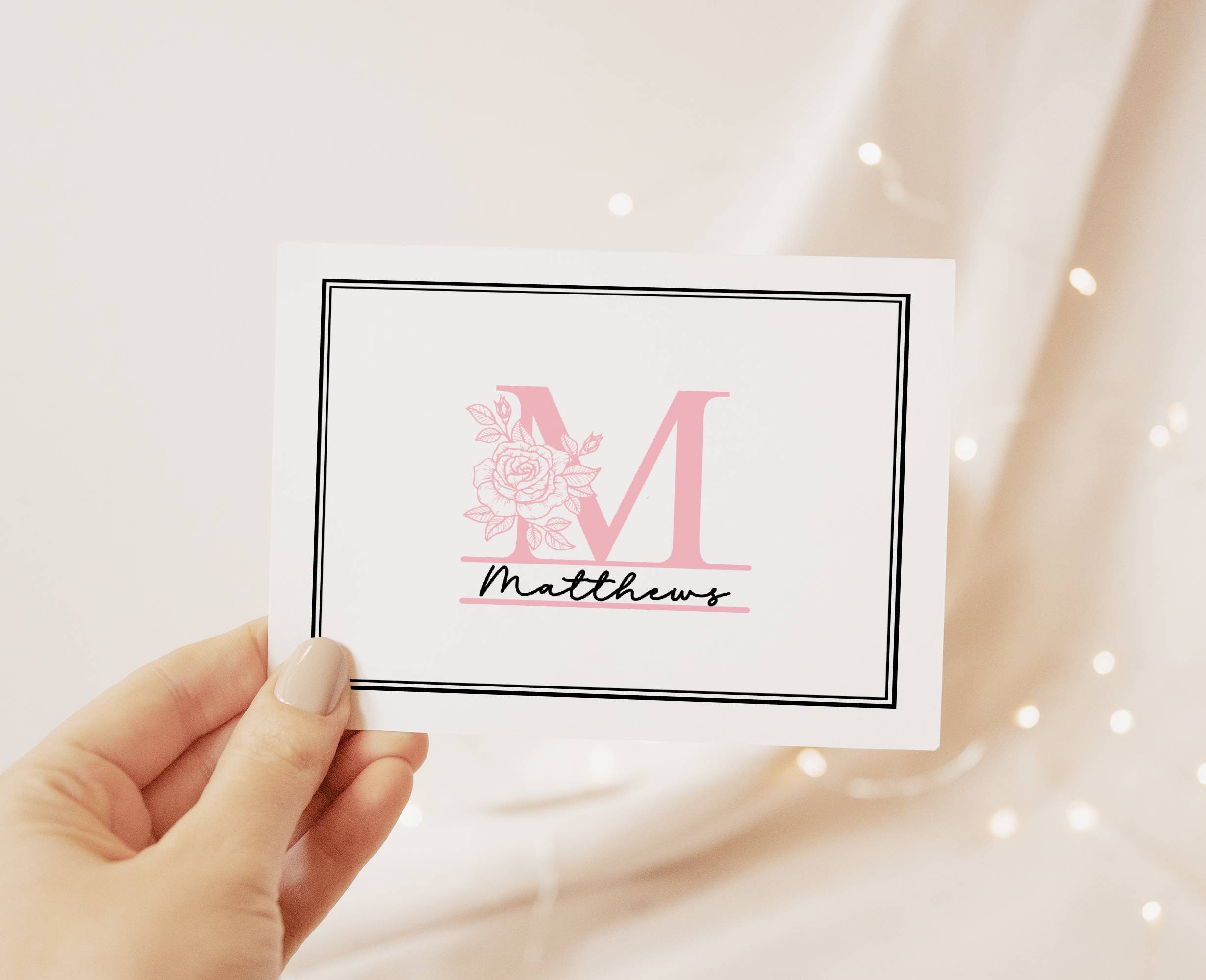 Personalized Monogram Stationery Set for Women, Elegant Rose Monogram ...