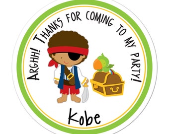 Pirate Stickers, Pirate Birthday Party, Pirate Party Stickers, Personalized Customized Birthday Party Favor Thank You Stickers