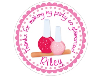 Manicure Stickers, Beauty Birthday Party, Spa Party Stickers, Personalized Customized Birthday Party Favor Thank You Stickers