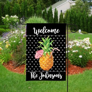 Personalized Pineapple Garden Flag, Summer Garden Flag, Yard Flag, Welcome Flags, House Flag, Garden Decor, Yard Decor