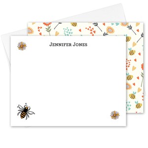 Personalized Bee Stationery, Bee Personalized Stationary Set, Personalized Notecards, Bee Note cards, Thank You Notecard