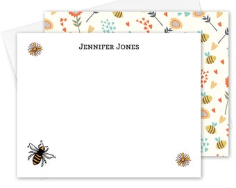 Papelería de abeja personalizada, conjunto estacionario personalizado de abeja, tarjetas de notas personalizadas, tarjetas de notas de abeja, tarjeta de agradecimiento